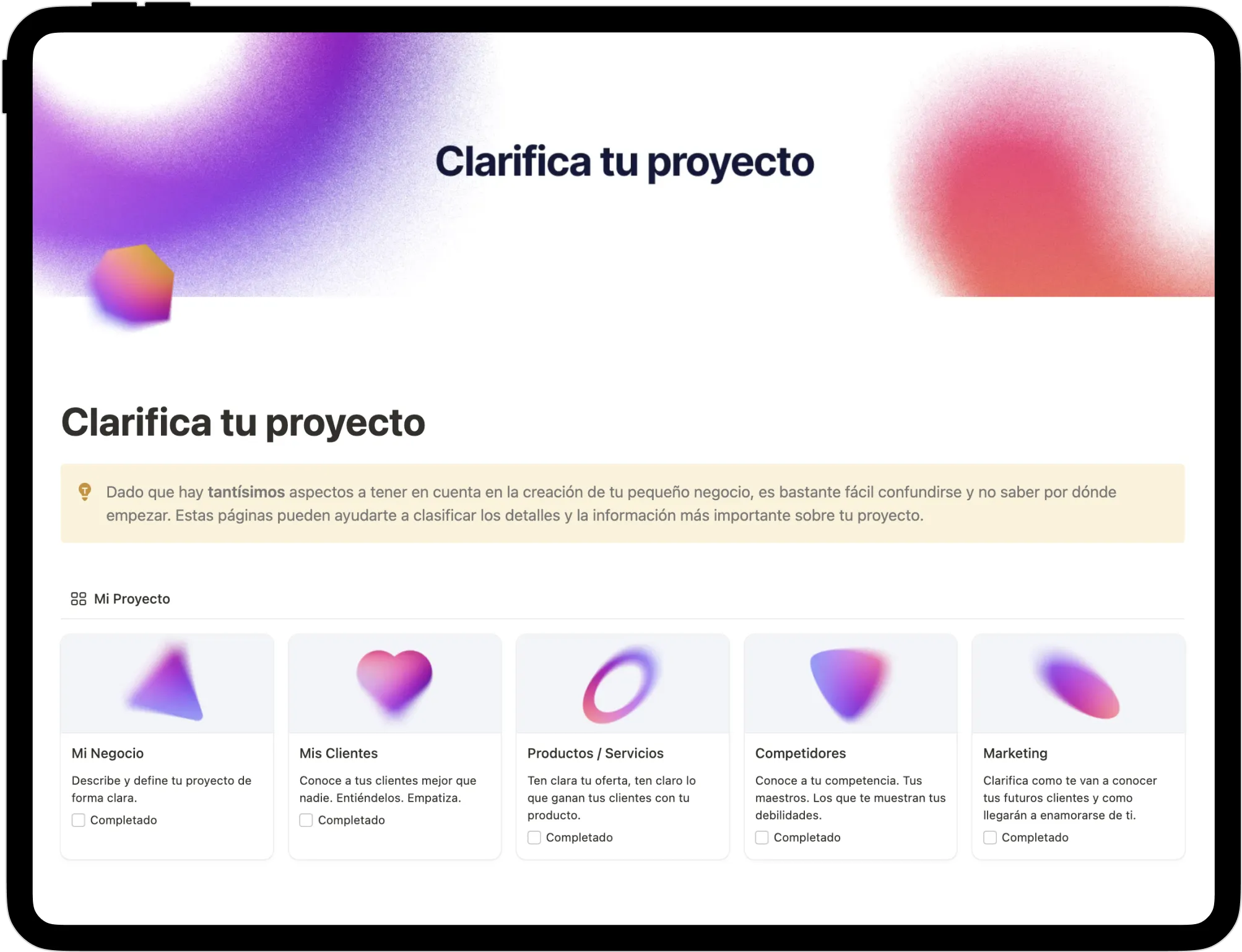 Clarifica tu proyecto