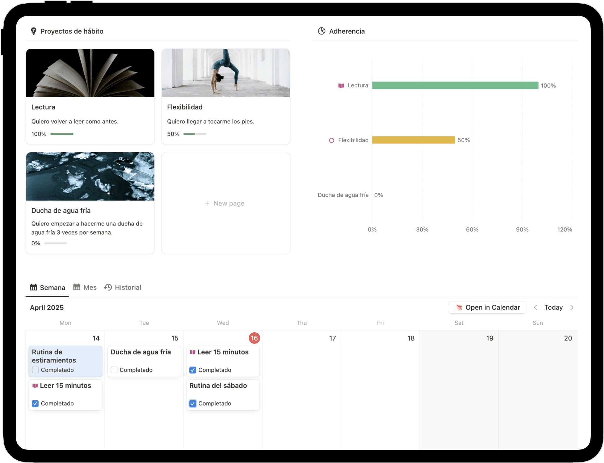 Tracker de hábitos para Notion