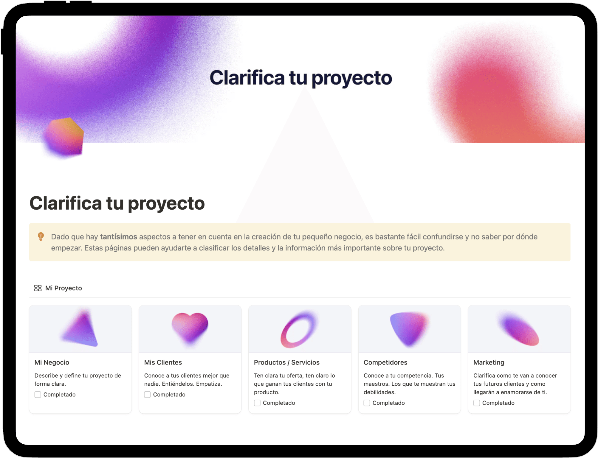 Clarifica tu proyecto