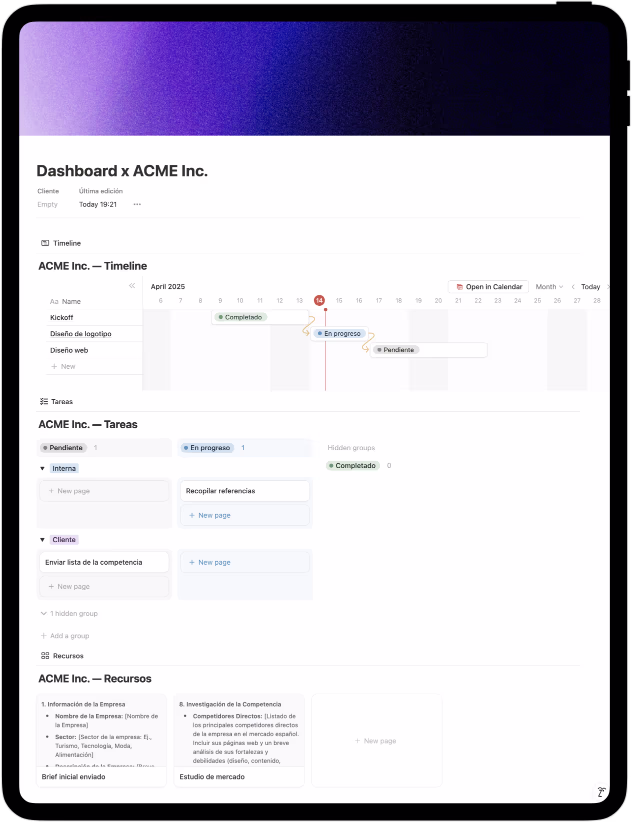 Dashboards de clientes